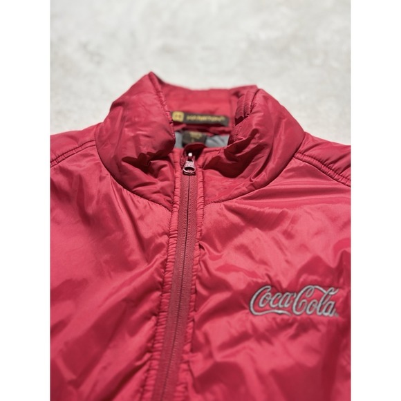 Coca Cola Full Zip Vest Solid Red Mens Size Large 100% Nylon - Picture 4 of 7